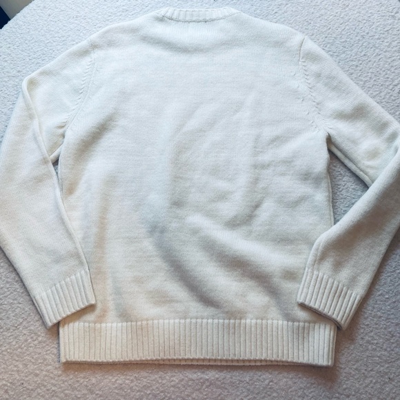 Zara Cream Crew Neck Sweater with Long Sleeves and Ribbed Cuffs - Picture 2 of 3